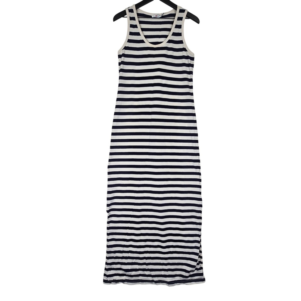 Vineyard Vines Navy White Striped Sleeveless Nautical Maxi Dress Small - Picture 2 of 9